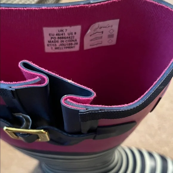 Joules Pink and Blue Striped Rain Boots - Picture 6 of 6